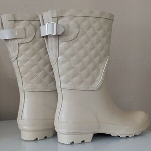 Beige Quilted Rain Boots